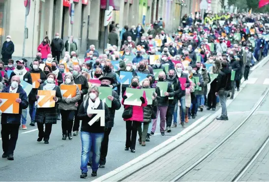  ?? EUROPA PRESS ?? Concentrac­ión a favor de los presos de ETA el 8 de enero en Bilbao