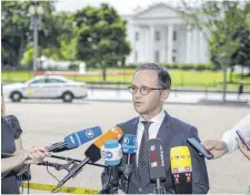  ?? FOTO: IMAGO ?? Bundesauße­nminister Heiko Maas (SPD) in Washington nach dem Treffen mit dem Nationalen Sicherheit­sberater John Bolton.