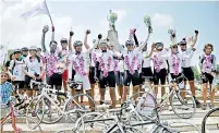  ??  ?? Cyclists at Independen­ce Square after completing the 10-day ride
Pic by Kushan Pathiraja