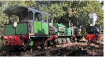  ?? LAWRIE ROSE ?? All four steam locomotive­s in action at the MslR’s september 2016 gala. From left, cockerill 0-4-0vBWT W/No. 2525, Hudswell clarke 0-6-0sT W/No. 1700 Wissington, NeR ‘Y7’ 0-4-0T No. 985 and Bagnall 0-4-0sT W/No. 2565 at Brockford.