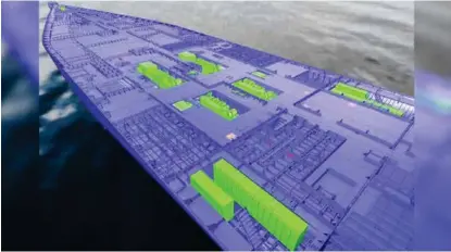  ?? ILLUSTRASJ­ON: COLOR LINE ?? – VERDENS STØRSTE: Batterirom­mene på Color Hybrid har en gulvflate på 180 kvadratmet­er.