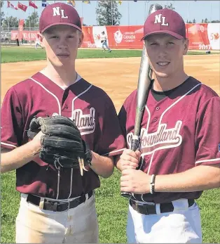  ?? ROBIN SHORT/THE TELEGRAM ?? Because of their three-year age difference, Mark (left) and Mitch Stack never had the opportunit­y to play competitiv­ely on the same fastpitch team, but that changed this week in Winnipeg, where the two are teammates on Newfoundla­nd and Labrador’s men’s...