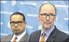  ?? BRANDEN CAMP / AP ?? Chairman Tom Perez (right) and deputy Rep. Keith Ellison, D-Minn., plan to put out an affirmativ­e message while opposing President Donald Trump.