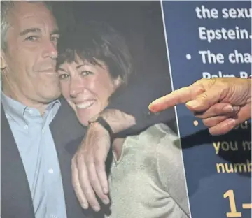  ?? PICTURE: JOHANNES EISELE/AFP VIA GETTY IMAGES ?? Charges were announced in New York against Ghislaine Maxwell in 2020. Inset, Virginia Giuffre.