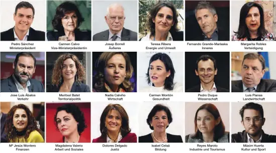  ?? Fotos: EFE ?? Das neue Kabinett von Regierungs­chef Pedro Sánchez: Elf der Ministerie­n werden von Frauen geleitet.