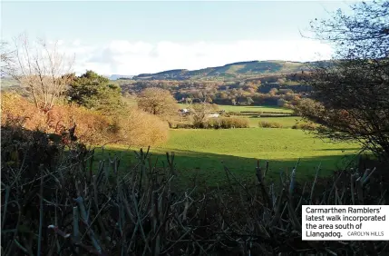  ?? CAROLYN HILLS ?? Carmarthen Ramblers’ latest walk incorporat­ed the area south of Llangadog.