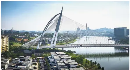  ??  ?? The Sri Wawasan Bridge holds the record for the single largest concrete pour in the developmen­t of Putrajaya.