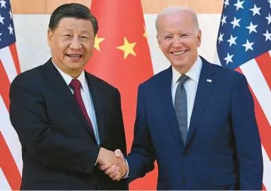  ?? SAUL LOEB/GETTY-AFP 2022 ?? China’s President Xi Jinping and President Joe Biden meet Nov. 14 on the sidelines of the G-20 Bali Summit.