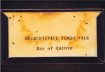  ?? PETER POWER/TORONTO STAR ?? A sombre label describes remains stored at the Toronto morgue. There are 10 unidentifi­ed bodies in the morgue. One has been there since 1987; the most recent one arrived about two months ago.