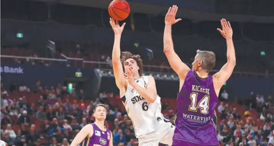  ?? ?? Josh Giddey, now playing in the NBA in America, shoots for the Adelaide 36ers against Sydney Kings in the 2020-21 NBL. Picture: Getty Images