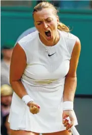  ?? THE ASSOCIATED PRESS ?? Czech Republic’s Petra Kvitova reacts during her women’s singles match against Sweden’s Johanna Larsson at Wimbledon in London on Monday.