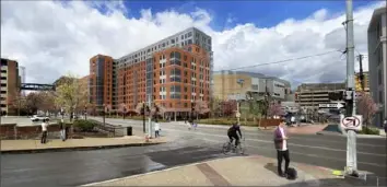  ?? ?? Radnor Property Group, Design Collective and Indovina Associates Architects Duquesne University is moving forward with plans for a 12-story, roughly 550-bed dormitory for the 1000 block of Forbes Avenue, about a block south of PPG Paints Arena.