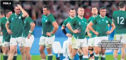  ??  ?? Shizuoka shocker: Ireland’s players reflect on their defeat by Japan
at the weekend