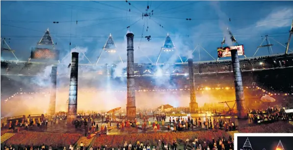  ??  ?? Poignant moments that united a nation in the London 2012 Opening Ceremony including celebratio­ns of the Industrial Revolution, above, and the NHS, right