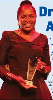  ?? Photo: Emmency Nuukala ?? Valued… Dr Helena Ndume, the recipient of the Diamond Award at this year’s Simply You Magazine Lifestyle and Fashion Awards.