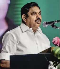  ??  ?? Tamil Nadu CM Edappadi K. Palaniswam­i addressing the audience