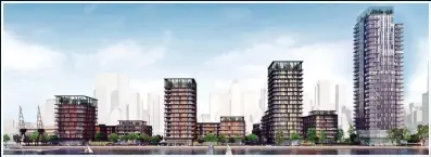  ??  ?? How the £1billion, 1,500-apartment Westferry Printworks developmen­t in Docklands would look LUXURY: