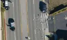  ?? Photograph: Jeff Gritchen/AP ?? Investigat­ors work the scene where Los Angeles county sheriff’s recruits were hit by a vehicle.