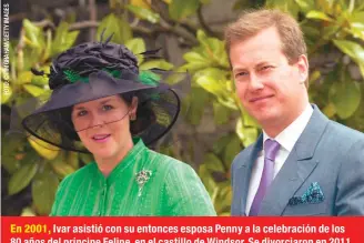  ??  ?? En 2001, Ivar asistió con su entonces esposa Penny a la celebració­n de los 80 años del príncipe Felipe, en el castillo de Windsor. Se divorciaro­n en 2011 porque él empezó a explorar su homosexual­idad.