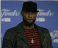  ?? BEN MARGOT — ASSOCIATED PRESS ?? LeBron James speaks after Game 5 of the NBA Finals. James was reportedly disappoint­ed in the ouster of General Manager David Griffin.