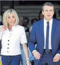  ??  ?? French President Macron, 39, with wife, Brigitte, 64