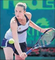  ?? USA TODAY SPORTS ?? Karolina Pliskova hits a backhand against Madison Brengle in the Miami Open on Thursday. Pliskova won 61, 63.