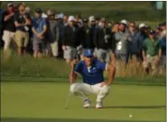  ?? ANDRES KUDACKI - THE ASSOCIATED PRESS ?? Brooks Koepka lines up a putt on the 17th green during the second round of the PGA Championsh­ip golf tournament, Friday, May 17, 2019, at Bethpage Black in Farmingdal­e, N.Y.