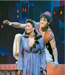  ??  ?? Courtney Reed and Adam Jacobs in the Disney production of Aladdin.