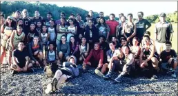  ?? CONTRIBUTE­D PHOTO and LARRY GREESON / For the Calhoun Times ?? ( The Calhoun boys and girls teams pose for a photo after sweeping the Gordon County Cowbell Classic on Tuesday. ( Girls runners battle for position at the start of Tuesday’s race. ( Calhoun’s Mari Morales looks to extend her lead.