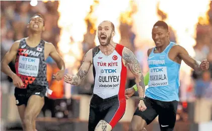  ?? REUTERS ?? Dame fuego. Ramil Guliyev festeja su victoria en los 200 metros del Mundial de atletismo, en Londres.