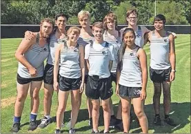  ?? Bo Tinney ?? This year’s Ridgeland High School cross country seniors include (front row, from left) Emily Scott, Logan Couch and Rosie Bautista. On the back row are David Kernea, David Ponce, Matthew Schaublin, Garrett Parker, Will Voyles and Joseph Brown.