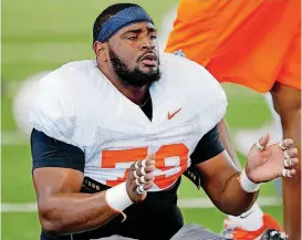  ?? [PHOTO BY BRYAN TERRY, THE OKLAHOMAN] ?? Oklahoma State defensive tackle Darrion Daniels is eligible to redshirt and return to Oklahoma State next season if he so chooses.