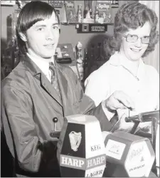  ??  ?? Behind the bar at the Five Counties Hotel in 1973.