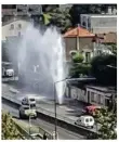  ??  ?? Le 28 septembre dernier, la rupture de la canalisati­on avait créé un impression­nant geyser.