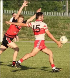  ??  ?? Nicky Doyle of Bannow-Ballymitty attempts to block the shot of Kilanerin’s Conor Devitt.