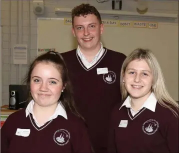  ??  ?? Ciara Sharpe, Luke Williams and Ava Walsh at the Enniscorth­y Vocational College open evening.