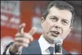  ?? Erik Verduzco Las Vegas Review-Journal ?? Democratic presidenti­al candidate Pete Buttigieg speaks at a town hall Saturday at Culinary Local 226 headquarte­rs.