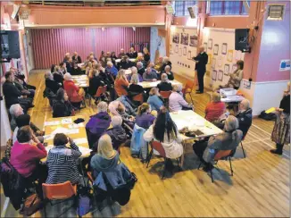  ?? 01_B20engage0­2 ?? Members of the public take part in the consultati­on in Brodick hall held nearly two years ago.