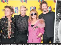  ?? ?? Lulu with Mark Owen, Gary Barlow and Howard Donald of Take That in 2017, above and pictured as a 22-year-old in 1971, right