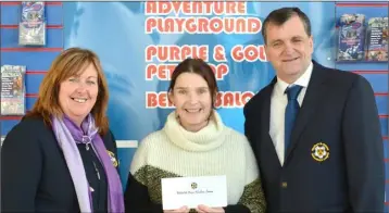  ??  ?? LeisureMax are again main sponsors of the Wexford and District Schoolboys League, and Aileen Whelan presented Anne Marie O’Neill (Acting Honorary Secretary) and Dave O’Brien (Schoolboys League committee) with this season’s sponsorshi­p cheque last week.