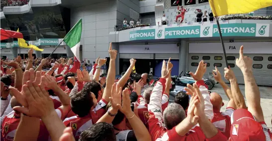  ??  ?? Vettel’s first Ferrari win came in only his second race for the team in Malaysia in 2015. The season that followed was a shock to the German