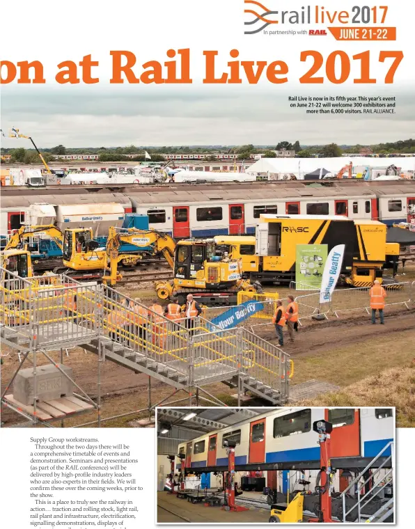  ?? PAUL STEPHEN. ?? The Rail Live showground at Quinton Rail Technology Centre is also home to a wide variety of railway technology suppliers and consultanc­ies such as Vivarail, which is converting ex-London Undergroun­d D78 Stock to heavy rail use from its four-track...