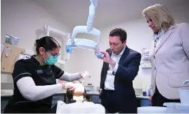  ?? Photograph: James Ross/AAP ?? Victorian Liberal leader Matthew Guy says his plan to fix the health system ‘isn’t just about hospitals – it’s also about dental’.