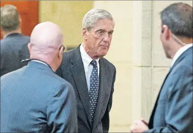 ?? [ASSOCIATED PRESS FILE PHOTO] ?? Former FBI Director Robert Mueller, arrives on Capitol Hill for a closed door meeting before the Senate Judiciary Committee on June 21, 2017, in Washington.