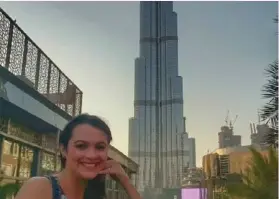  ?? CORTESÍA ?? El edificio Burj Khalifa en Dubái la impresionó. Hasta lloró.