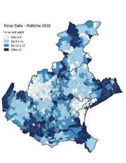  ??  ?? Forza Italia Il partito che un tempo dominava il Veneto, oggi si concentra in poche aree: Veneto Orientale (dove era candidato Brunetta), Chioggia, Bassa Veronese, Alto Bellunese