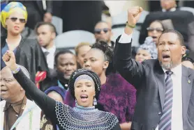  ?? Picture: Nigel Sibanda ?? AMANDLA! Nodiyala Mandela and her husband Mandla Mandela celebrate Winnie Madikizela-Mandela’s life.