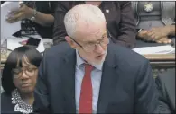  ??  ?? Labour leader Jeremy Corbyn speaking after Theresa May’s statement to MPs in the Commons yesterday.