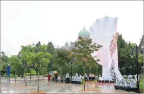  ??  ?? The Anti-Corruption Monument before the unveiling in Putrajaya yesterday. His Highness the Amir Sheikh Tamim bin Hamad al-Thani and Malaysian Prime Minister Dr Mahathir Mohamed later inaugurate­d the monument.