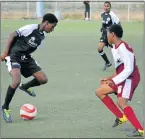  ?? Picture: TEMBILE SGQOLANA ?? SKILLS: All Star’s Naledi Mphothulo (in black) dribbles past a striker from Cumakala in the Sasol league match at the Dumpy Adams stadium on Saturday